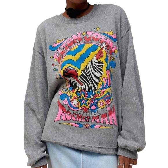 DAYDREAMER Elton John Rocket Man BF Crew Neck Sweatshirt, New with Tag $136 - Picture 2 of 14